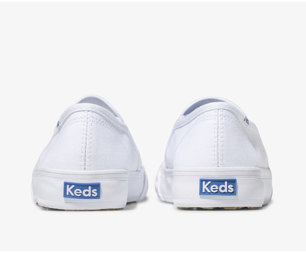 Slip Ons Keds Mujer Blancas - Double Decker Lona - 347-QBPXOD